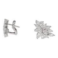 Diamond 3.68ct Platinum Starburst Cluster Earrings