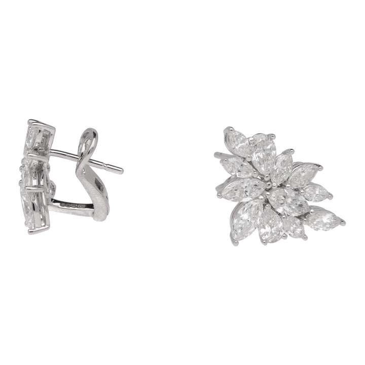 Diamond 3.68ct Platinum Starburst Cluster Earrings - Michael Jones Jeweller