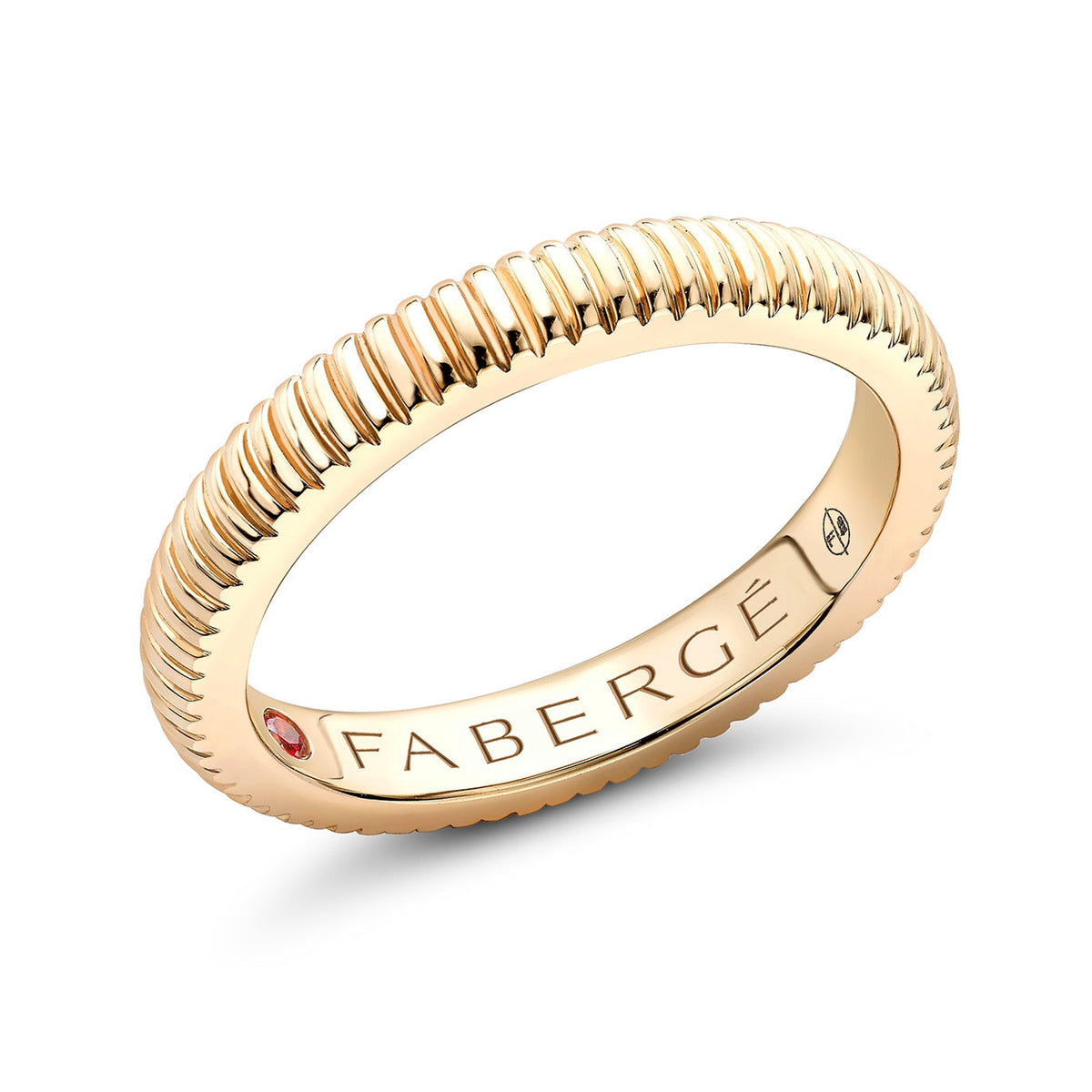 Fabergé Love by Fabergé Fluted Ring 18ct Yellow Gold Ruby Set (N.5) - Michael Jones Jeweller