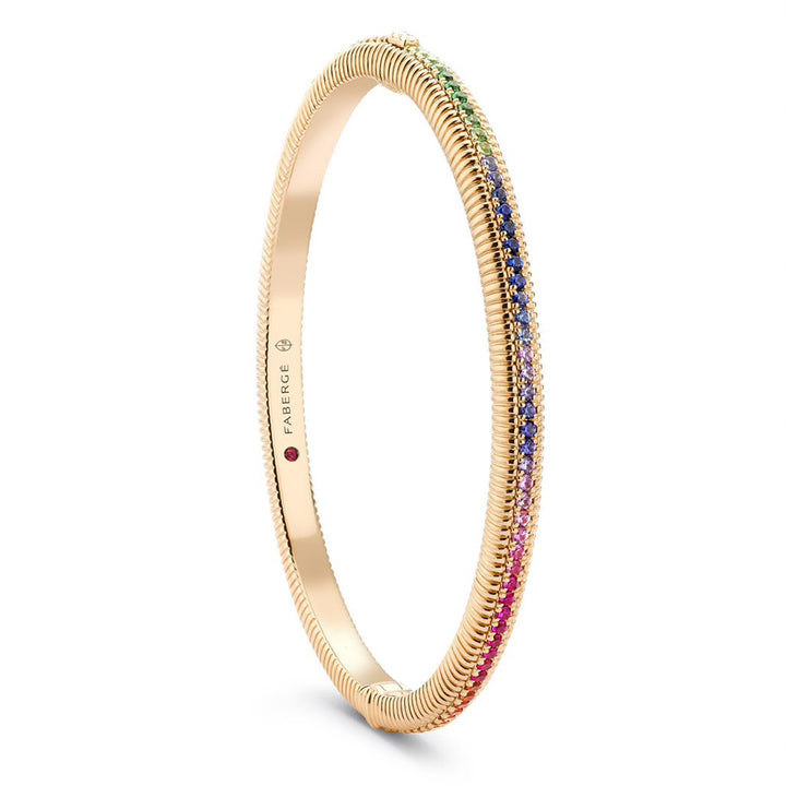 Fabergé Love By Fabergé Fluted Bracelet 18ct Rose Gold Rainbow Multicoloured Gemstone