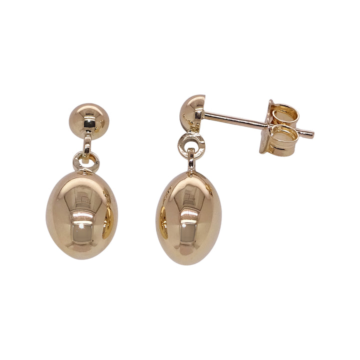 9ct Yellow Gold Oval Bead Drop Earrings
