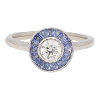 Sapphire and Diamond 0.40ct Platinum Halo Ring - Michael Jones Jeweller