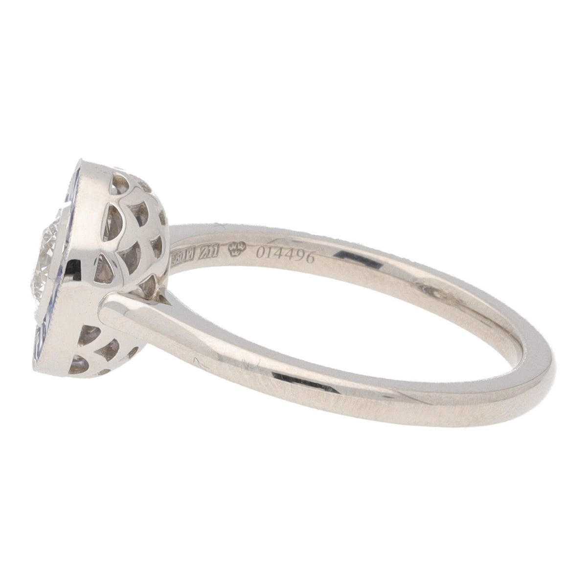 Sapphire and Diamond 0.40ct Platinum Halo Ring - Michael Jones Jeweller
