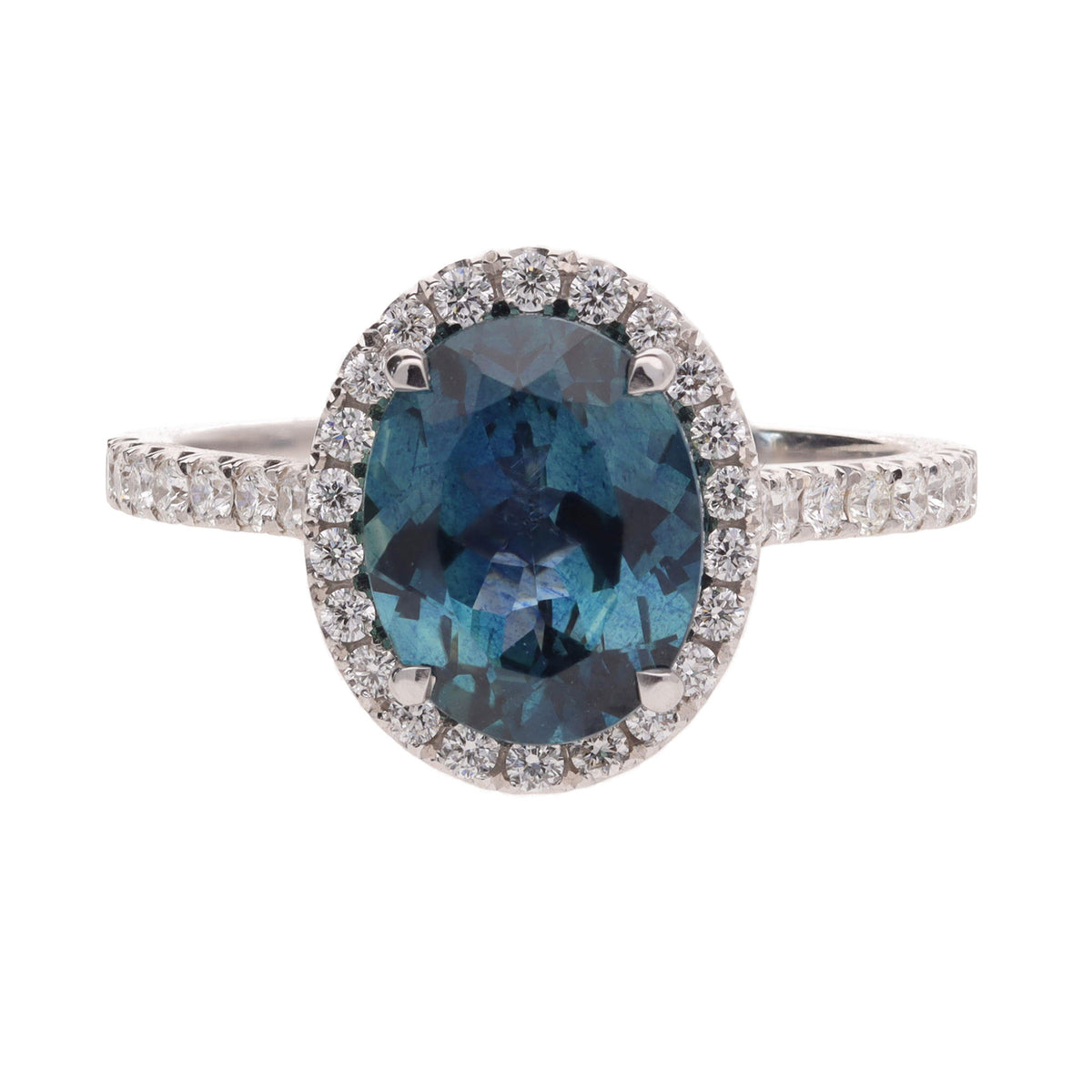 Sapphire and Diamond Pavé 18ct White Gold Ring - Michael Jones Jeweller