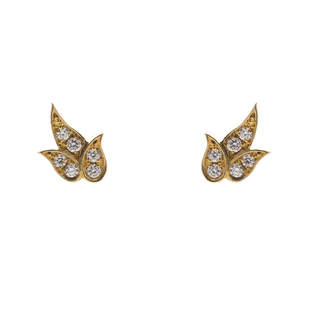 Diamond 0.07ct 18ct Yellow Gold Leaf Stud Earrings - Michael Jones Jeweller