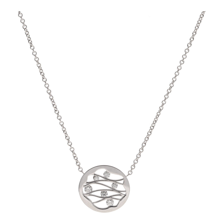 Diamond 0.29ct 18ct White Gold Circular Wave Pendant