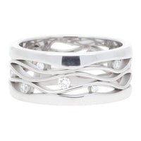 Wave Design Diamond 18ct White Gold Ring - Michael Jones Jeweller
