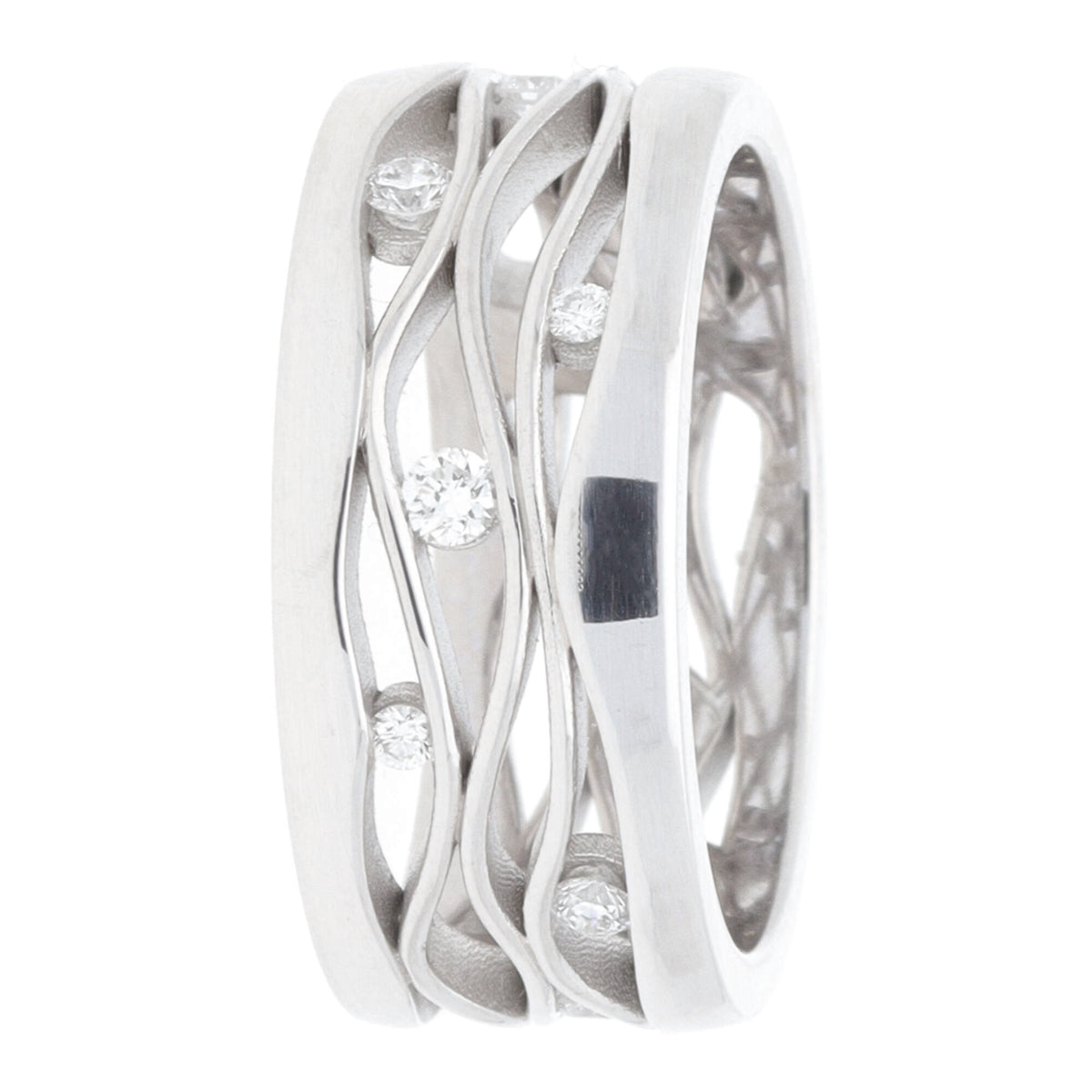 Wave Design Diamond 18ct White Gold Ring - Michael Jones Jeweller