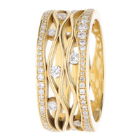 Wave Design Diamond 18ct Yellow Gold Ring