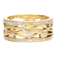 Wave Design Diamond 18ct Yellow Gold Ring
