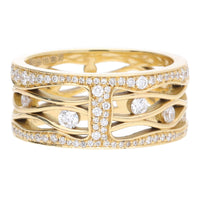 Wave Design Diamond 18ct Yellow Gold Ring