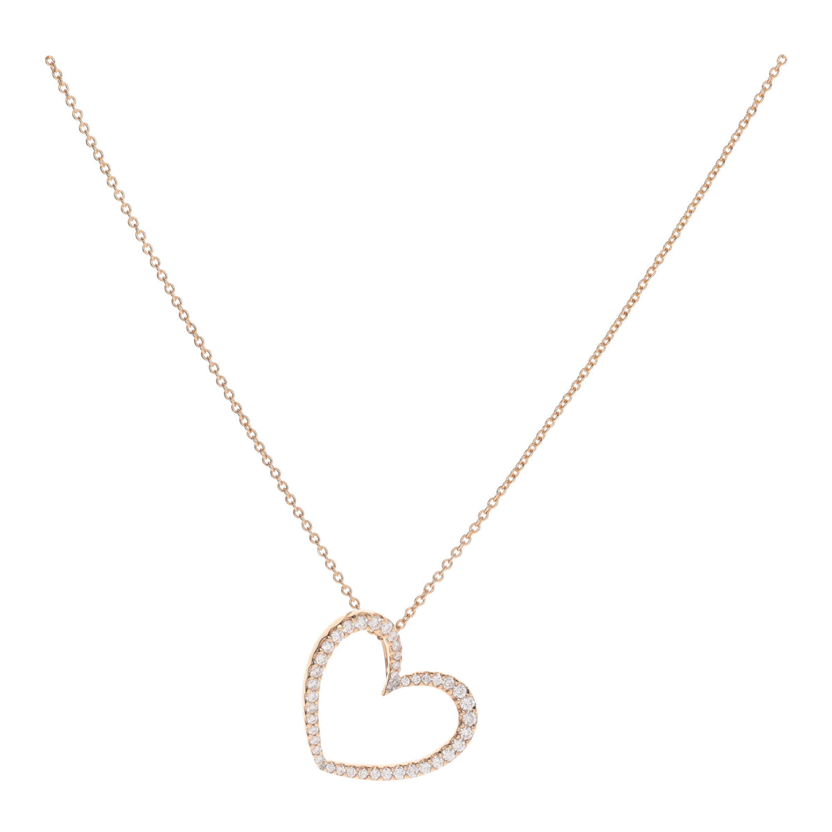 Diamond Open Heart 18ct Rose Gold Necklace - Michael Jones Jeweller