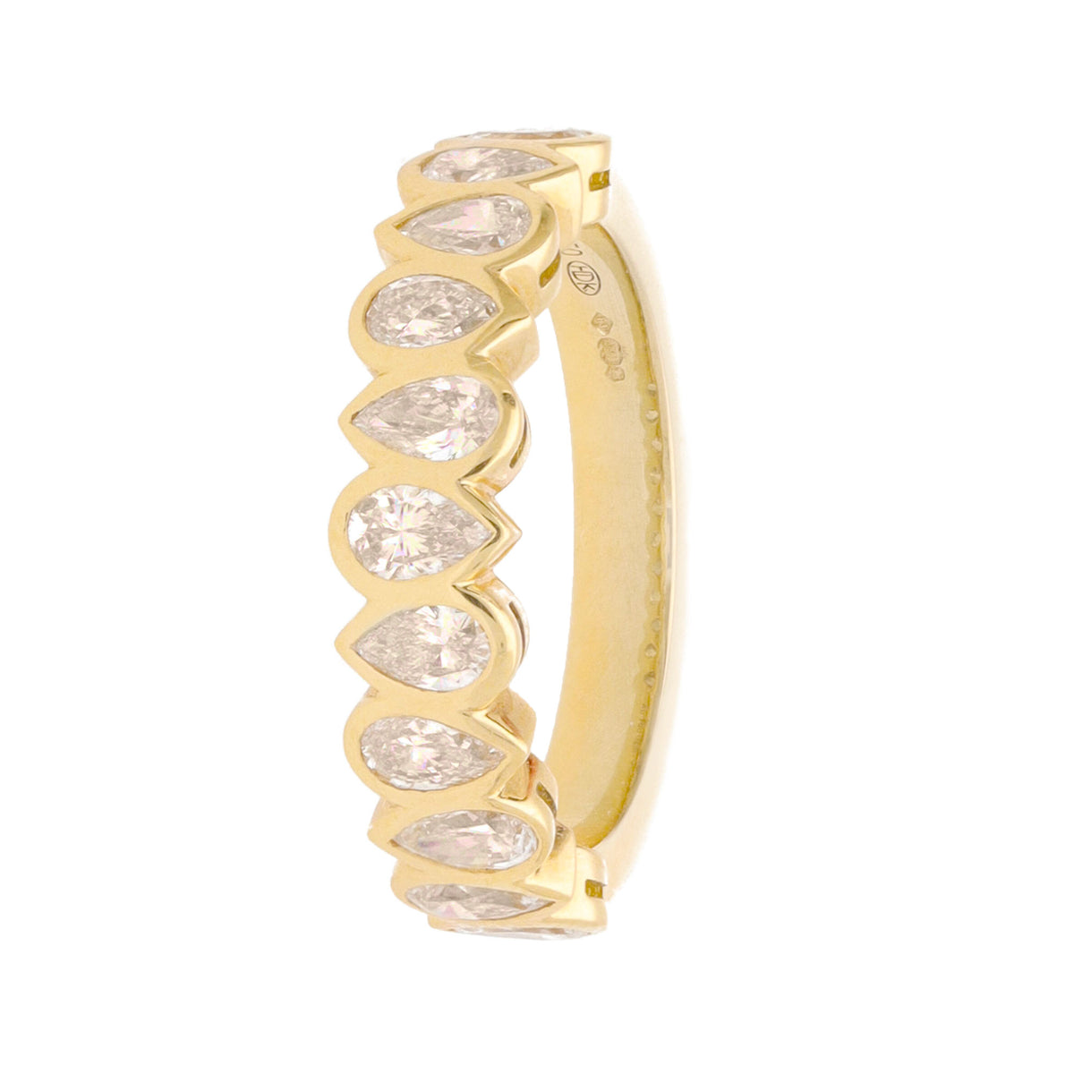 Pear Shape Diamond 18ct Yellow Gold Half Eternity Ring (N) - Michael Jones Jeweller