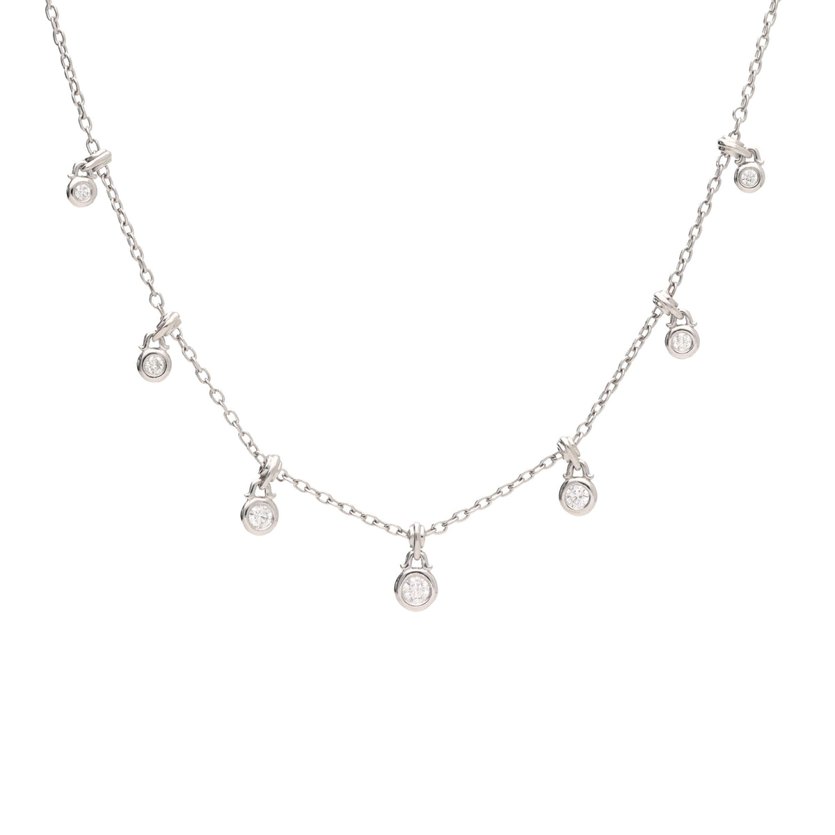 Diamond 18ct White Gold Drop Necklace - Michael Jones Jeweller