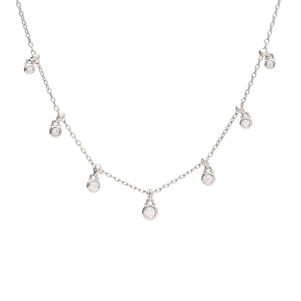 Diamond 18ct White Gold Drop Necklace - Michael Jones Jeweller