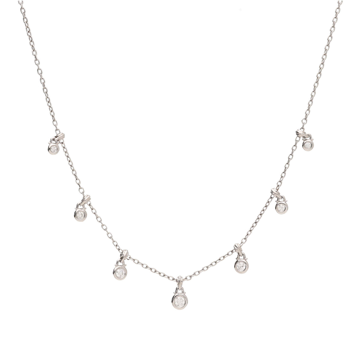 Diamond 18ct White Gold Drop Necklace - Michael Jones Jeweller