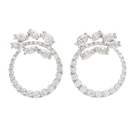 Marquise Graduated Diamond 18ct White Gold Crescent Earrings - Michael Jones Jeweller