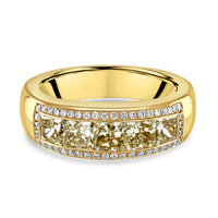 Fancy Yellow and White Diamond 18ct Yellow Gold Half Eternity Ring