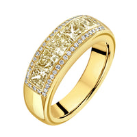 Fancy Yellow and White Diamond 18ct Yellow Gold Half Eternity Ring