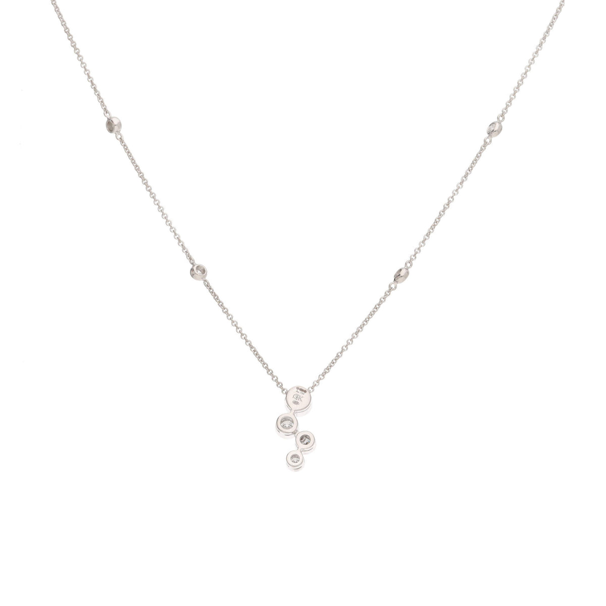 Diamond 18ct White Gold Bubble Drop Pendant - Michael Jones Jeweller