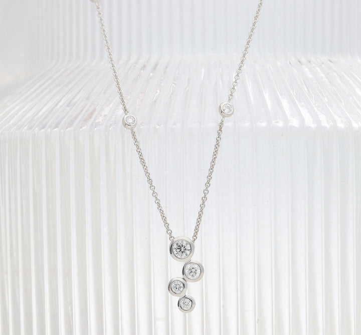 Diamond 18ct White Gold Bubble Drop Pendant