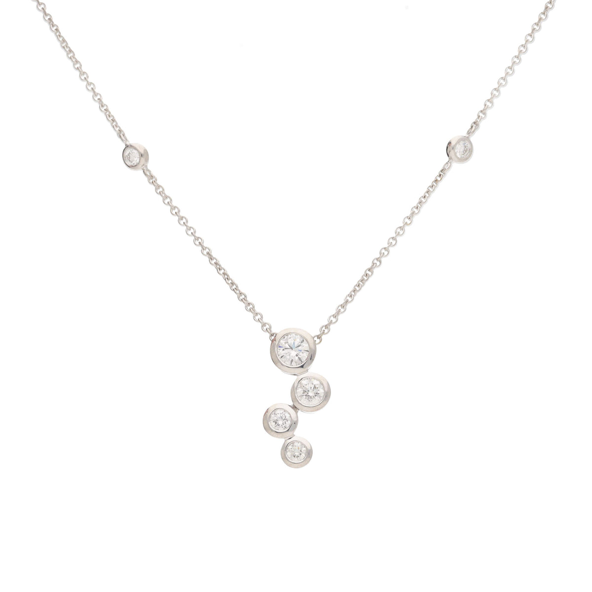 Diamond 18ct White Gold Bubble Drop Pendant - Michael Jones Jeweller