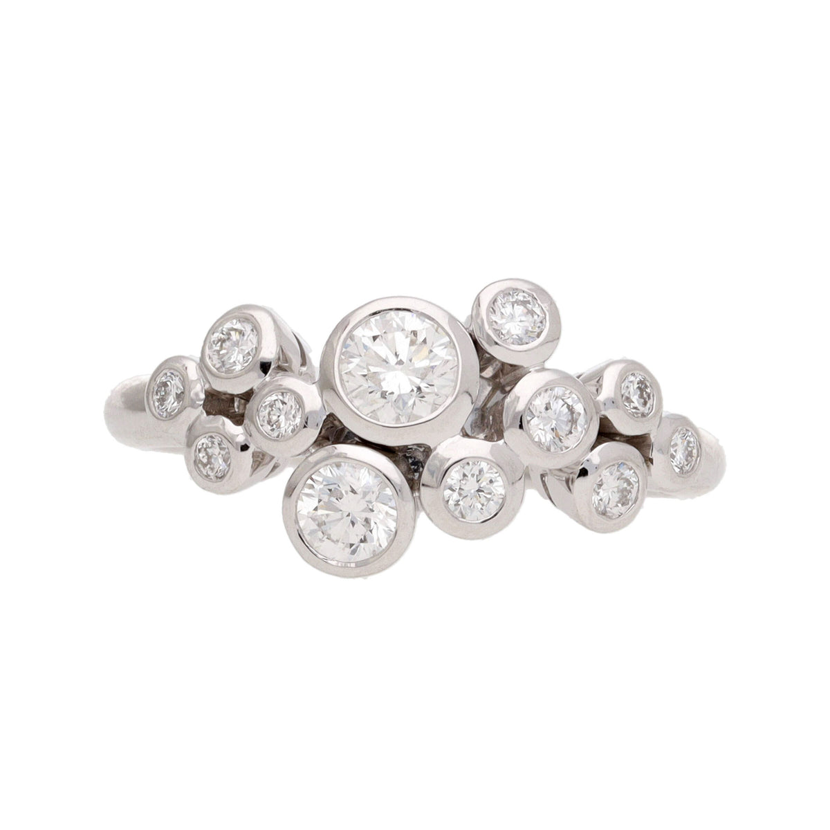 Diamond 18ct White Gold Bubble Ring (N) - Michael Jones Jeweller