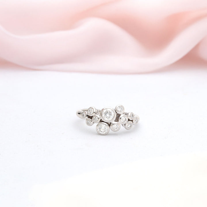 Diamond 18ct White Gold Bubble Ring (N)