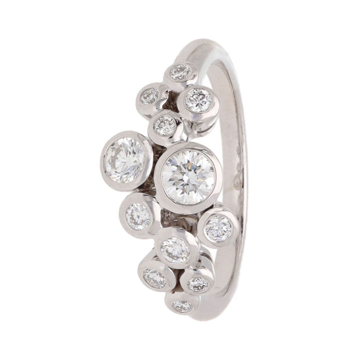 Diamond 18ct White Gold Bubble Ring (N) - Michael Jones Jeweller