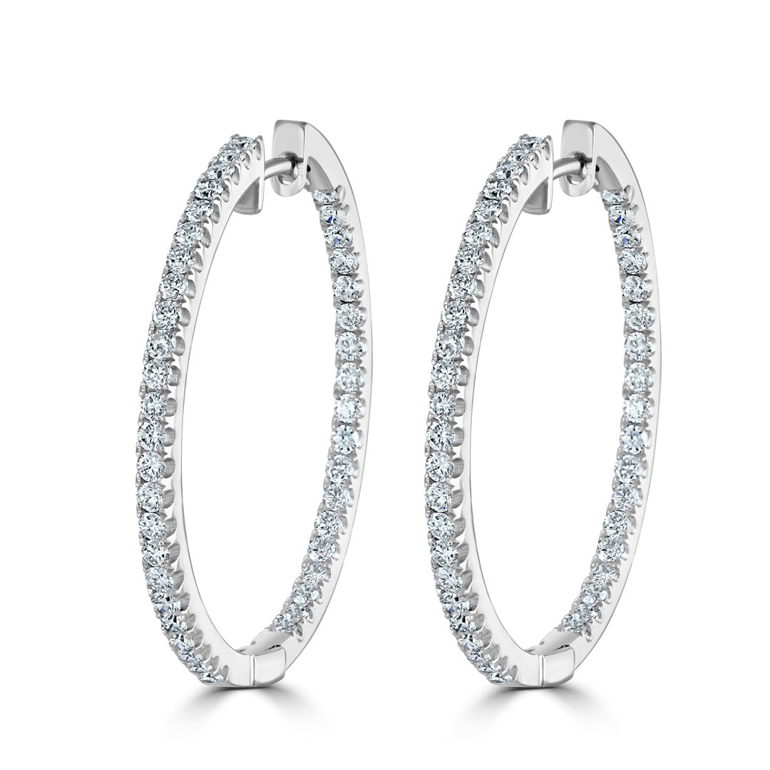 Diamond 1.04ct 18ct White Gold Hoop Earrings - Michael Jones Jeweller