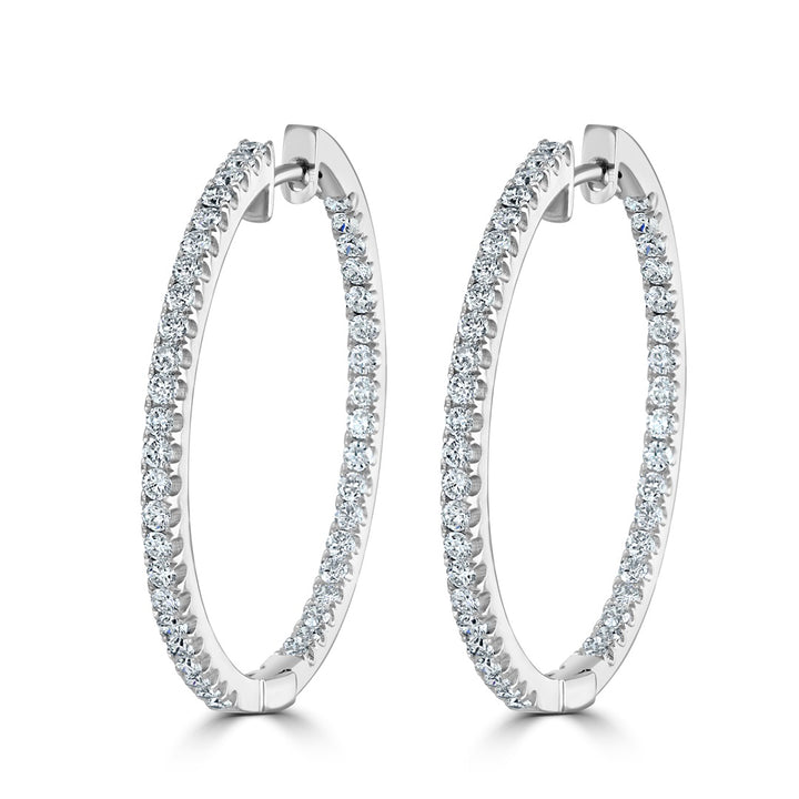 Diamond 1.04ct 18ct White Gold Hoop Earrings - Michael Jones Jeweller