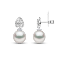 Yoko Glitz South Sea Pearl and Diamond 18ct White Gold Halo Drop Earrings