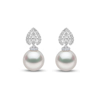 Yoko Glitz South Sea Pearl and Diamond 18ct White Gold Halo Drop Earrings