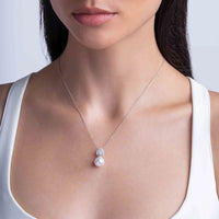 Yoko Glitz South Sea Pearl and Diamond 18ct White Gold Halo Pendant