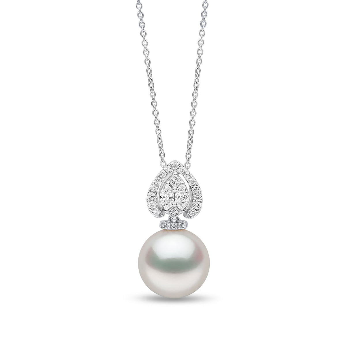 Yoko Glitz South Sea Pearl and Diamond 18ct White Gold Halo Pendant - Michael Jones Jeweller
