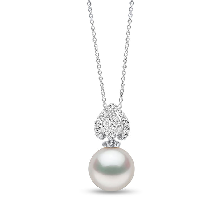 Yoko Glitz South Sea Pearl and Diamond 18ct White Gold Halo Pendant