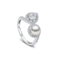 Yoko Baby Glitz Akoya Pearl and Diamond 18ct White Gold Ring