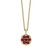 Seven Stone Ruby 9ct Yellow Gold Cluster Pendant - Michael Jones Jeweller