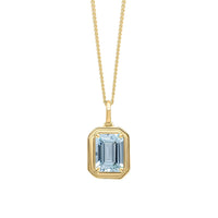 Elongated Octagon Aquamarine 9ct Yellow Gold Pendant - Michael Jones Jeweller