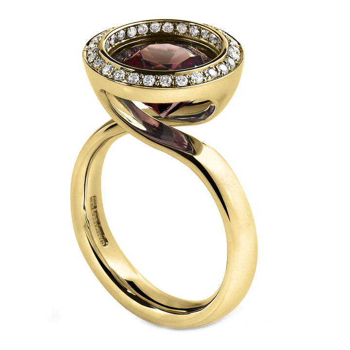 Andrew Geoghegan Reflect Raspberry Zircon Yellow Gold Ring