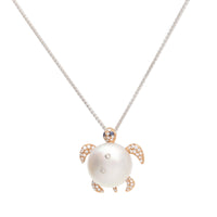 South Sea Pearl 18ct Rose Gold Turtle Pendant - Michael Jones Jeweller