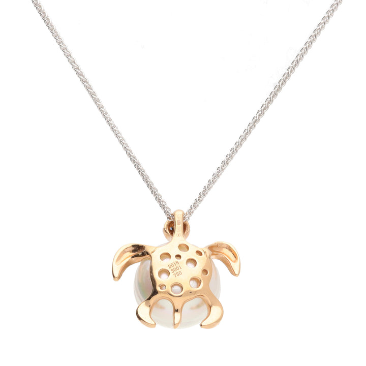 South Sea Pearl 18ct Rose Gold Turtle Pendant - Michael Jones Jeweller