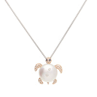 South Sea Pearl 18ct Rose Gold Turtle Pendant - Michael Jones Jeweller