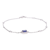 Sapphire and Diamond Cluster 18ct White Gold Station Link Braclet - Michael Jones Jeweller