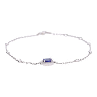 Sapphire and Diamond Cluster 18ct White Gold Station Link Braclet