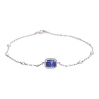 Sapphire and Diamond Cluster 18ct White Gold Station Link Braclet - Michael Jones Jeweller