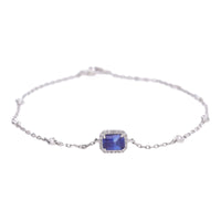 Sapphire and Diamond Cluster 18ct White Gold Station Link Braclet