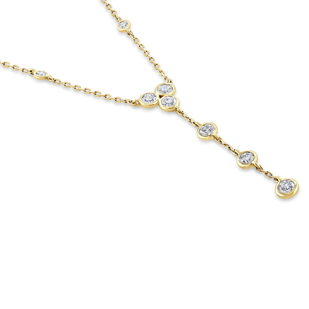 Diamond 18ct Yellow Gold Station Drop Necklace - Michael Jones Jeweller