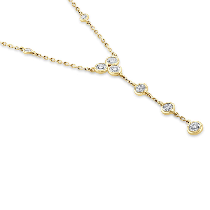 Diamond 18ct Yellow Gold Station Drop Necklace