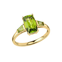 Peridot 9ct Yellow Gold Trilogy Ring - Michael Jones Jeweller